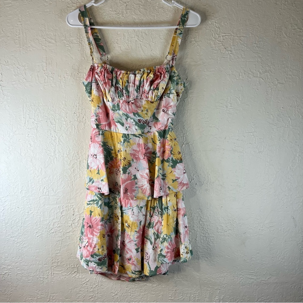 Selfie Leslie Provence Bloom Tiered Floral Mini Dress Multi Blush - Picture 3 of 13